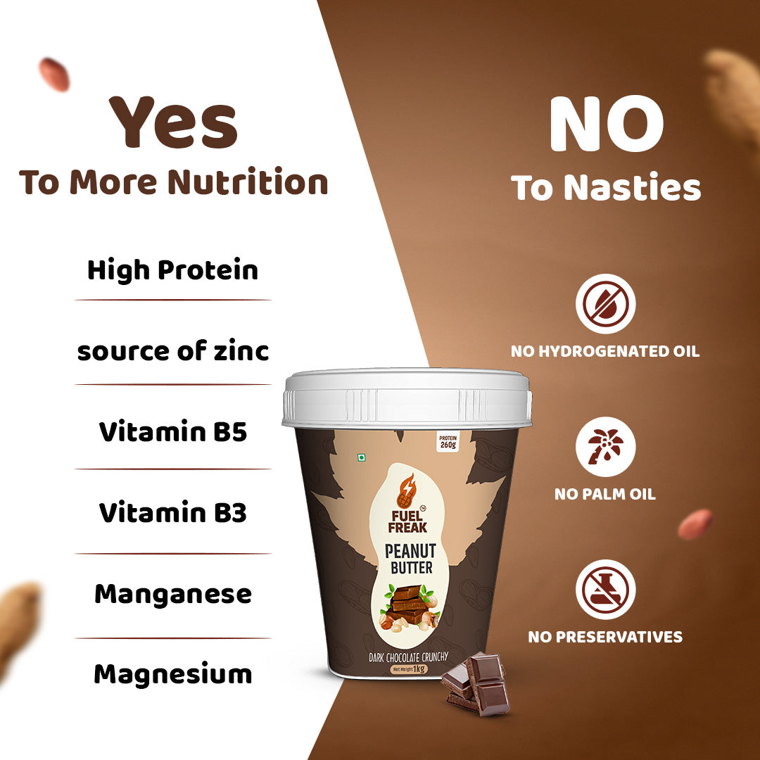 Fuel Freak High Protein Peanut Butter – Dark Chocolate Crunchy (1kg)