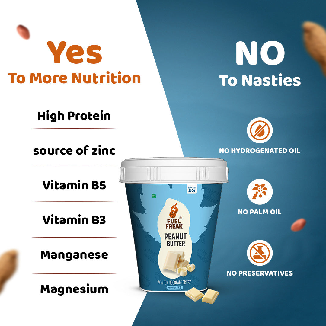 Fuel Freak High Protein Peanut Butter – White Chocolate Crispy (1kg)