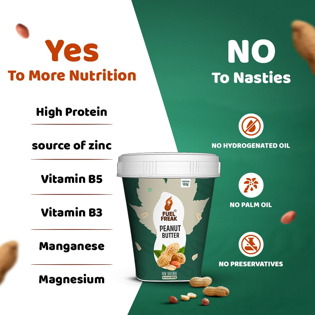 Fuel Freak High Protein Peanut Butter – Raw Natural (500g)